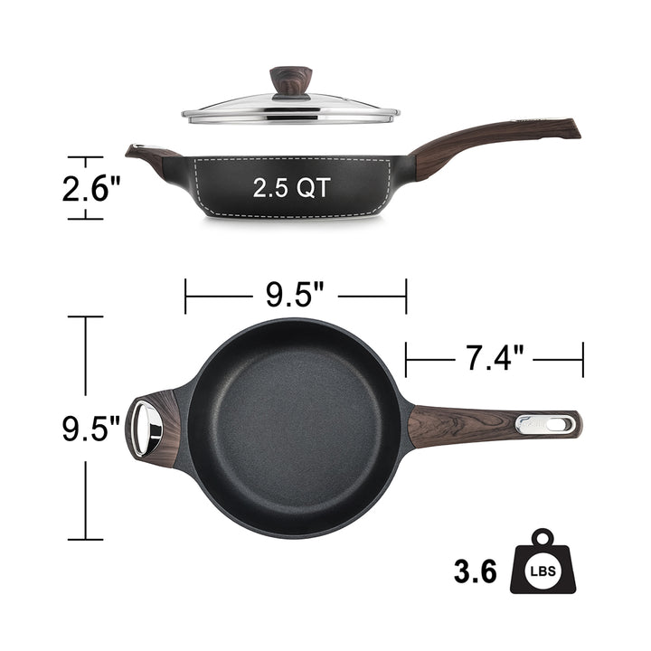 SENSARTE Duramax Nonstick Deep Frying Pan with Lid (9.5/12-Inch)