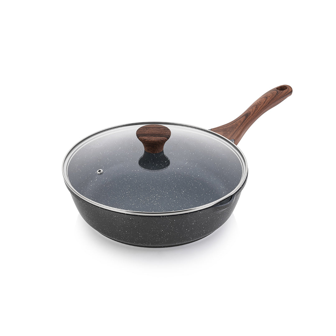 SENSARTE Granite Nonstick Deep Frying Pan Skillet with Lid (10/11/12-Inch)