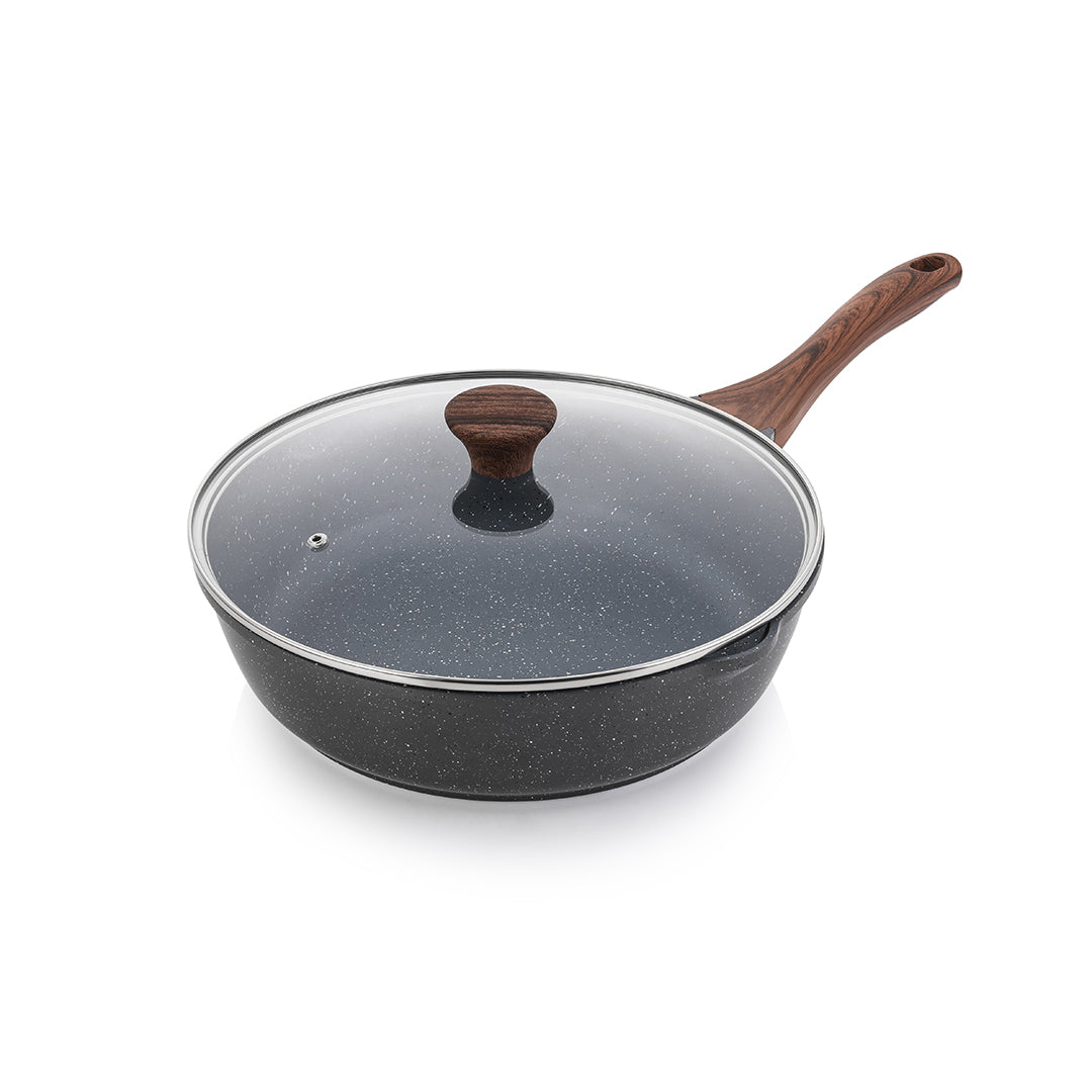 SENSARTE Granite Nonstick Deep Frying Pan Skillet with Lid (10/11/12-Inch)