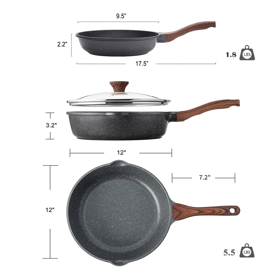 SENSARTE Granite 3-Piece Nonstick Frying Pan Set