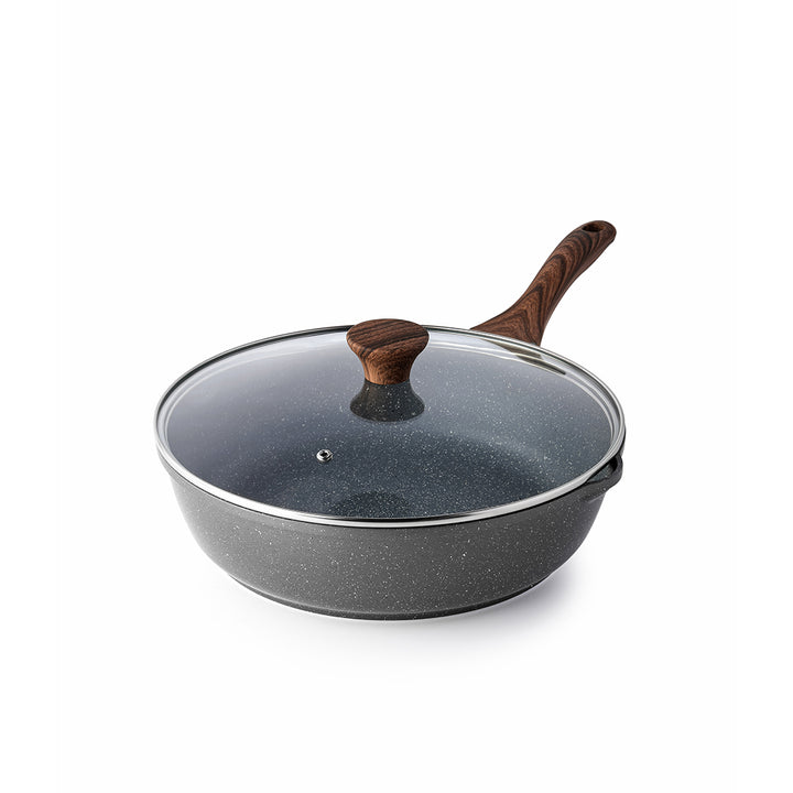 SENSARTE Granite Nonstick Deep Frying Pan Skillet with Lid (10/11/12-Inch)