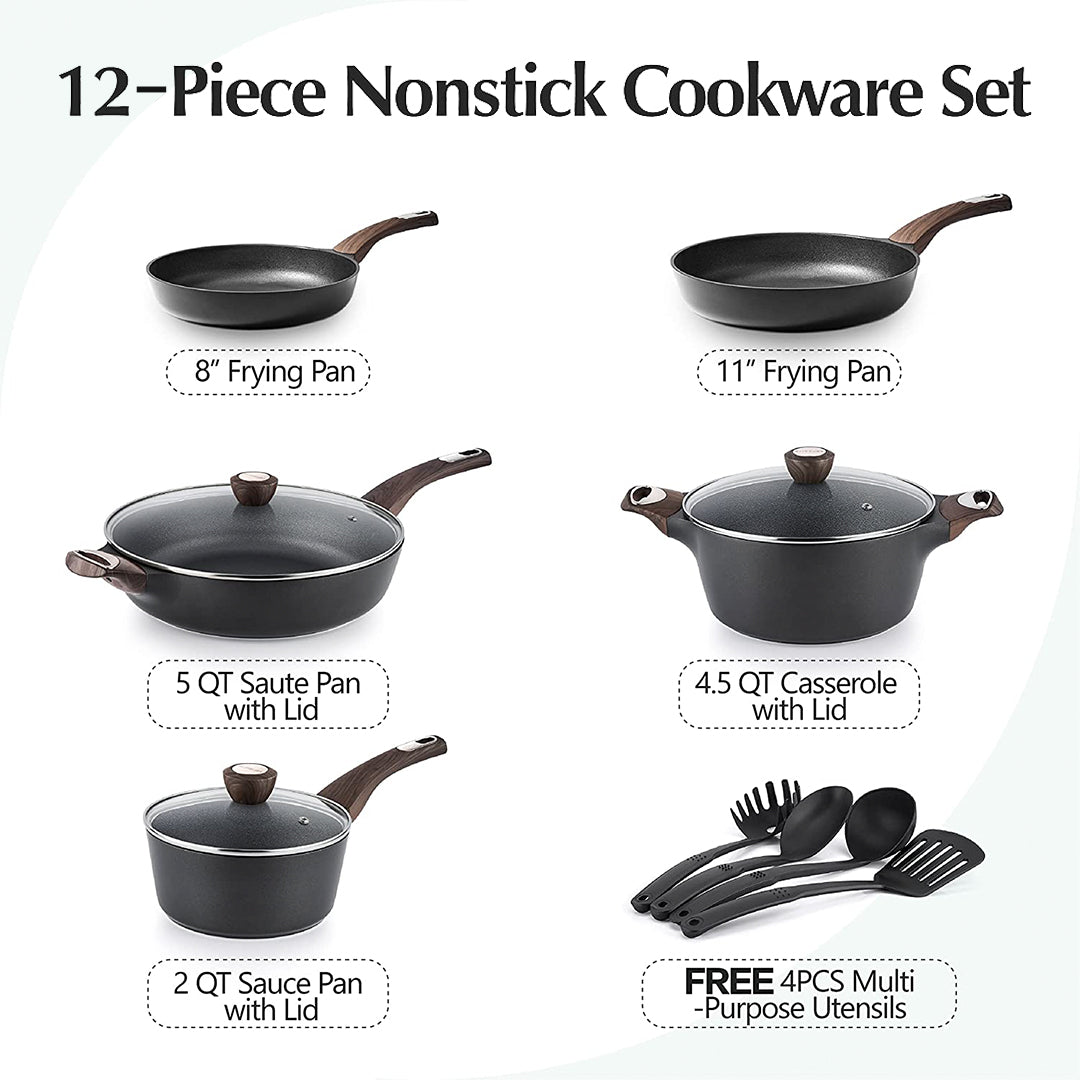 SENSARTE Duramax 12-Piece Nonstick Cookware Set