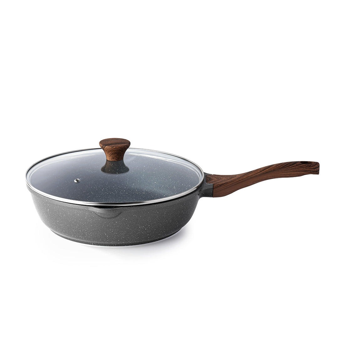 SENSARTE Granite Nonstick Deep Frying Pan Skillet with Lid (10/11/12-Inch)