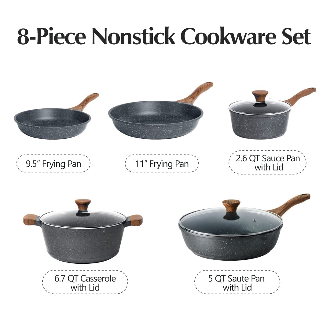 SENSARTE Granite 8-Piece Nonstick Cookware Set