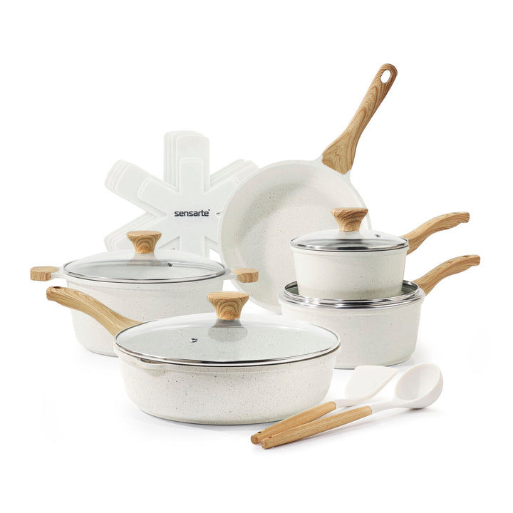 SENSARTE Ceramic 17-Piece Nonstick Cookware Set