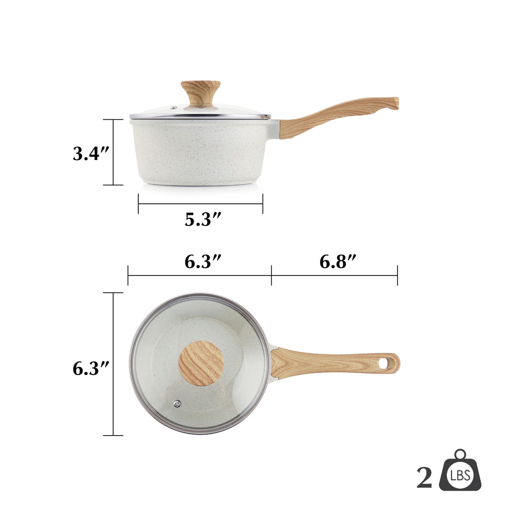 SENSARTE Ceramic Nonstick Sauce Pan with Lid (1.5/2.0/2.6-Qt)