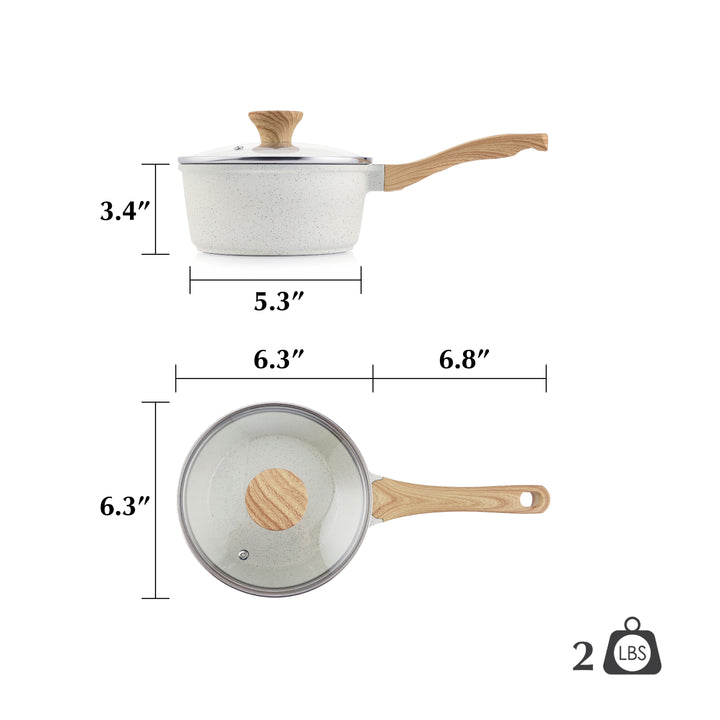 SENSARTE Ceramic Nonstick Sauce Pan with Lid (1.5/2.0/2.6-Qt)