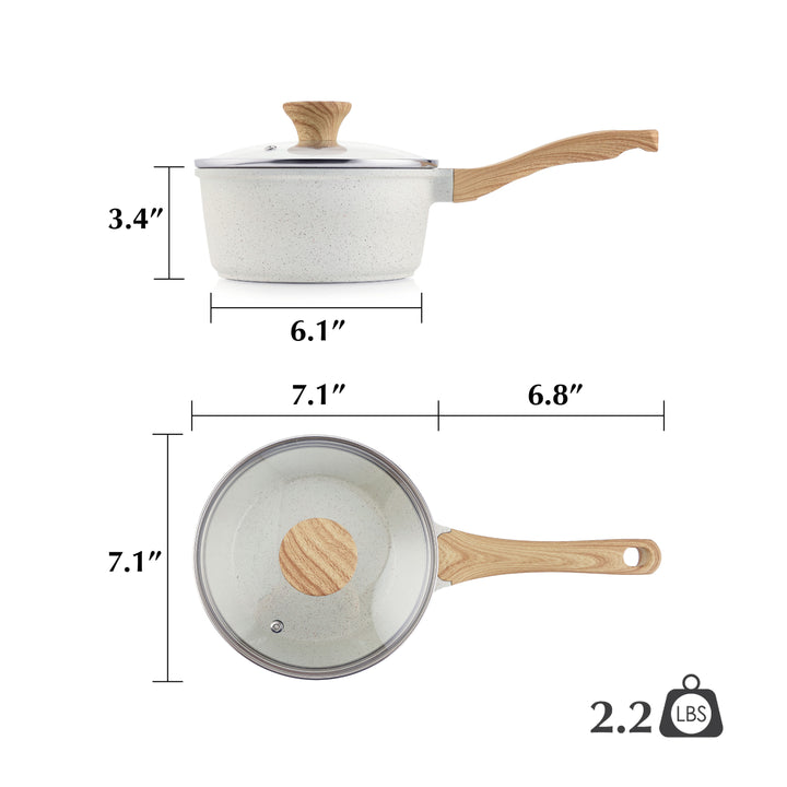 SENSARTE Ceramic Nonstick Sauce Pan with Lid (1.5/2.0/2.6-Qt)