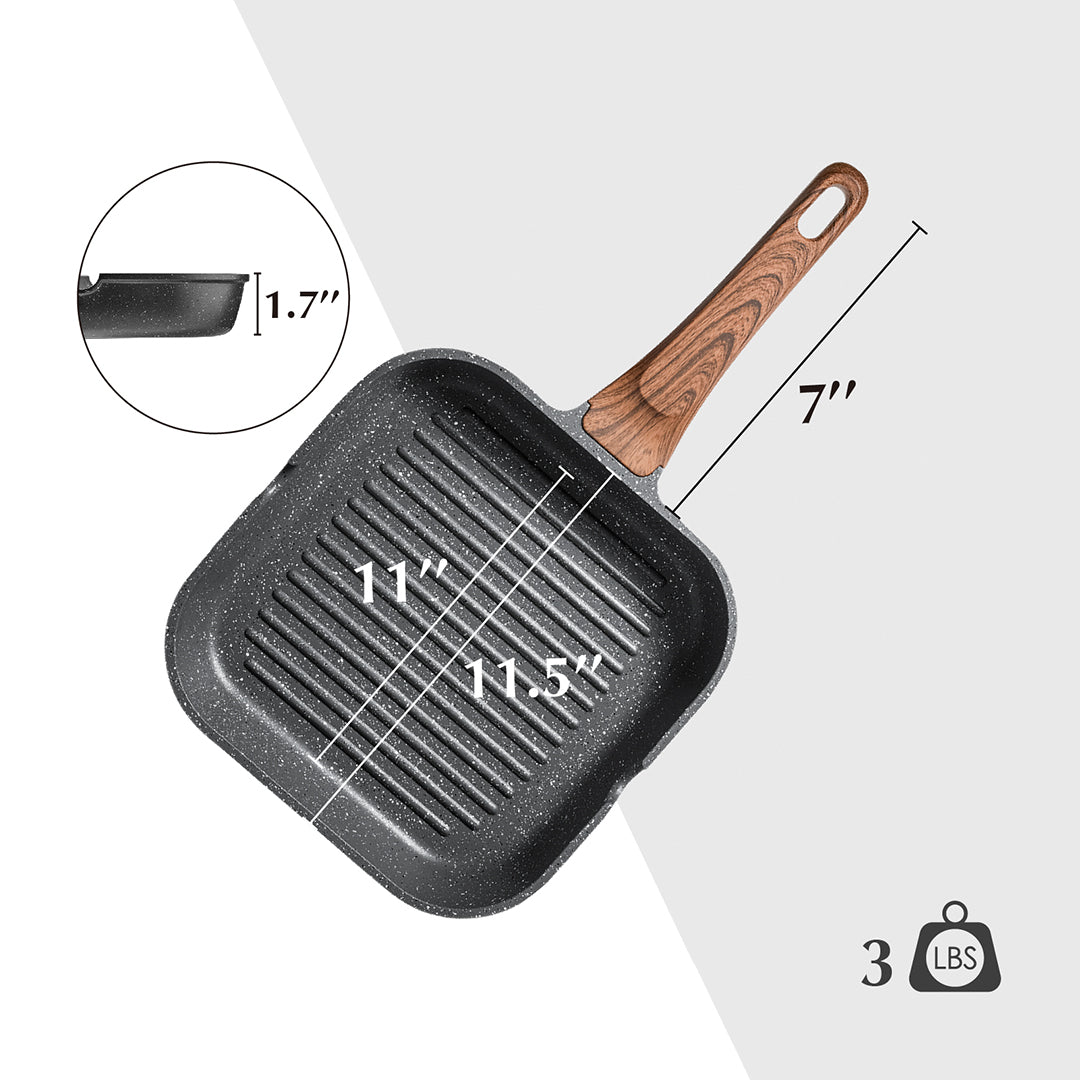 SENSARTE Granite Nonstick Grill Pan (9.5/11-Inch)